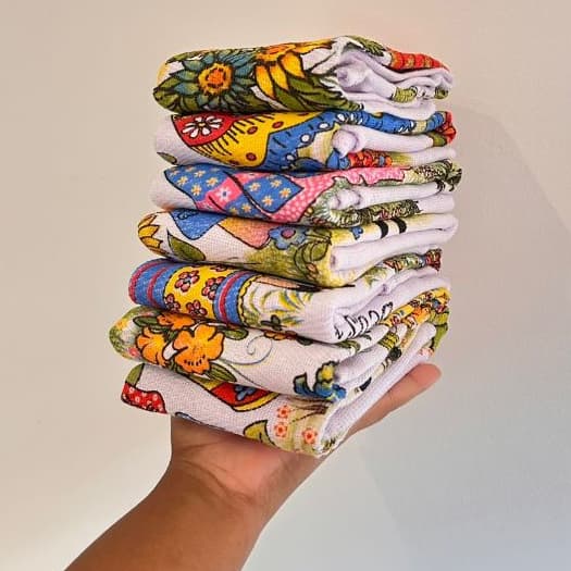 12 Pano De Prato Estampado 75 X 44 Grande Varias Cores e estampas