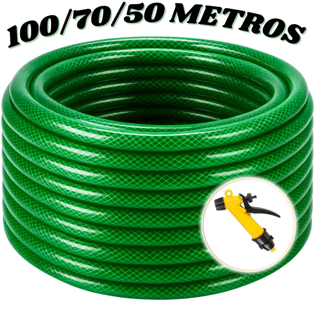 Rolo Mangueira Jardim 100/70/50 Metros  Trançada Tripla Camada.