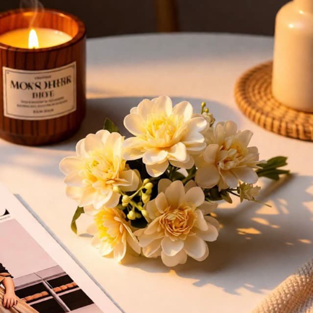 Buquê de peônia flor artificial com 5 flores