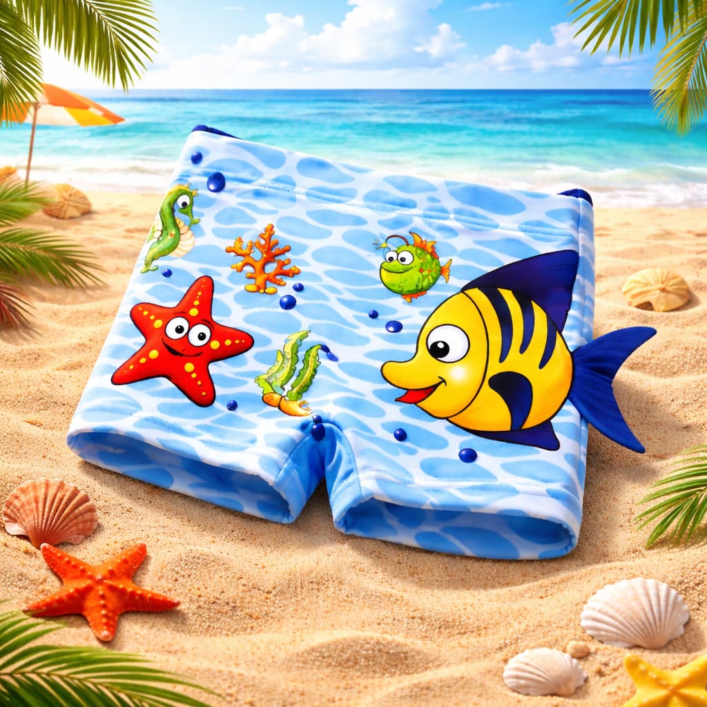 Sunga Infantil Boxer Estampada Moda Praia com Forro Proteção Uv50 Menino Verão Piscina Natação