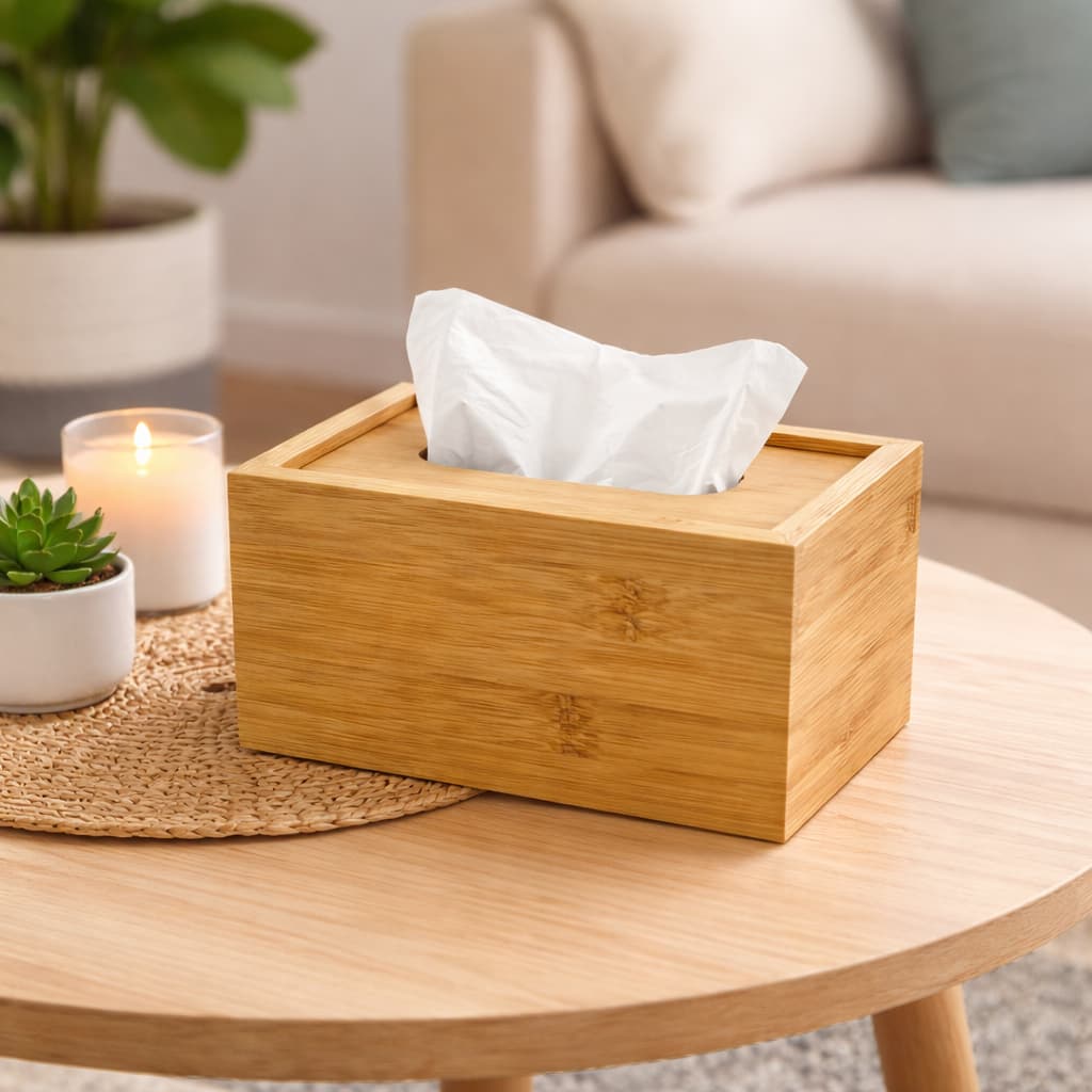 Porta Lenço de Papel em MDF Decorativo Premium Organizador Moderno para Sala, Banheiro e Escritório