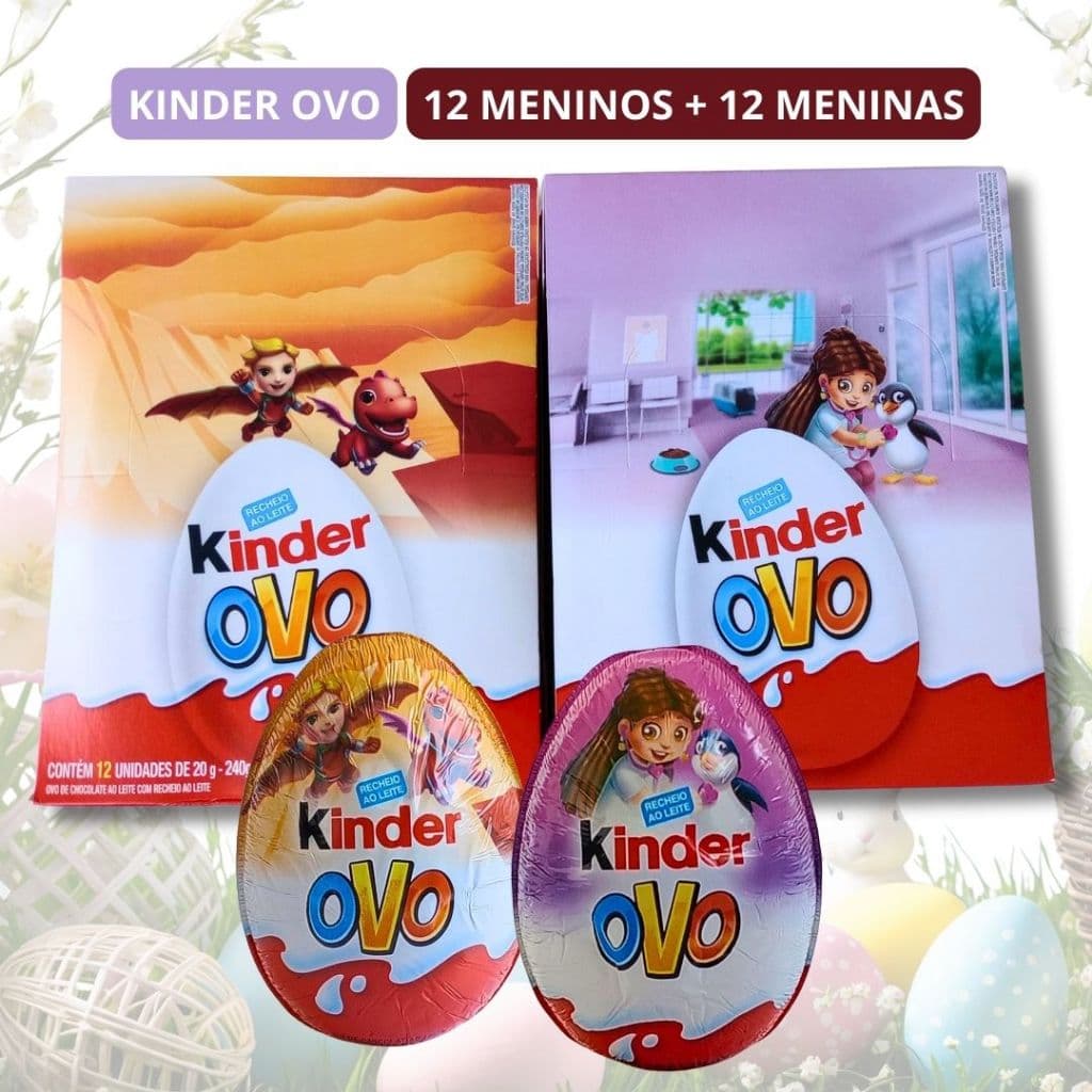 KIT - Kinder Ovo 12 Meninos + 12 Ovo Meninas - Coleção 2026
