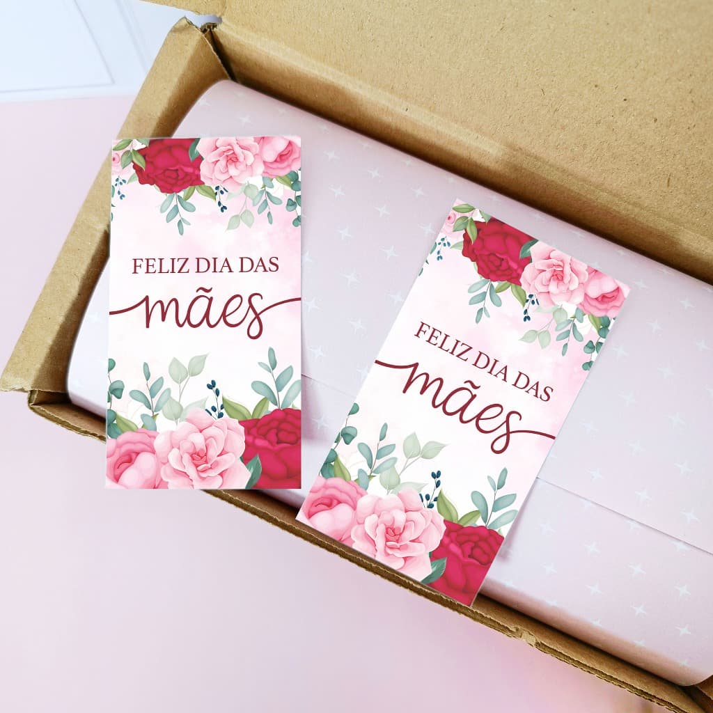 Até 200 Cartões dia das Mães Rosas 5x9cm - Pronta entrega