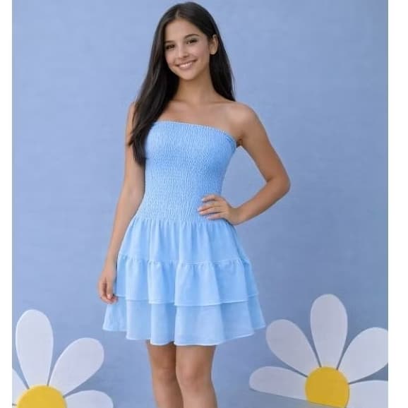 Vestido Feminino Infanto Juvenil Rodadinho com Lastex Elastec Soltinho e Confortável Para Meninas Moda Verão Sem Manga