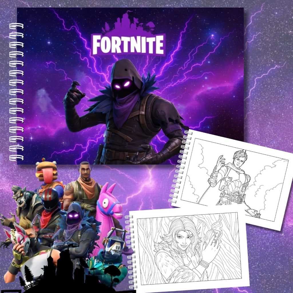 Livro de Colorir Fortnite A5 | Capa Dura | Papel 180g | Desenhos Gamer para Pintar