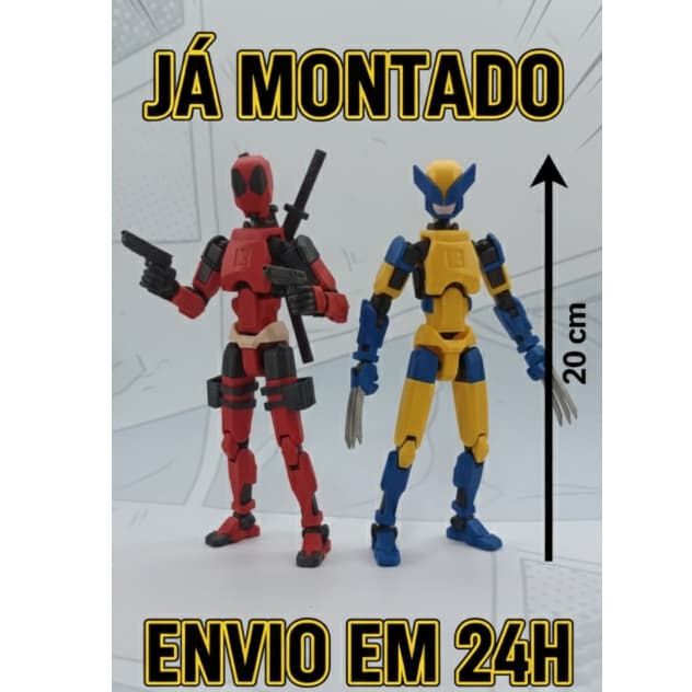Boneco Dummy 13 Articulado Deadpool e Wolverine 20cm Já Montado