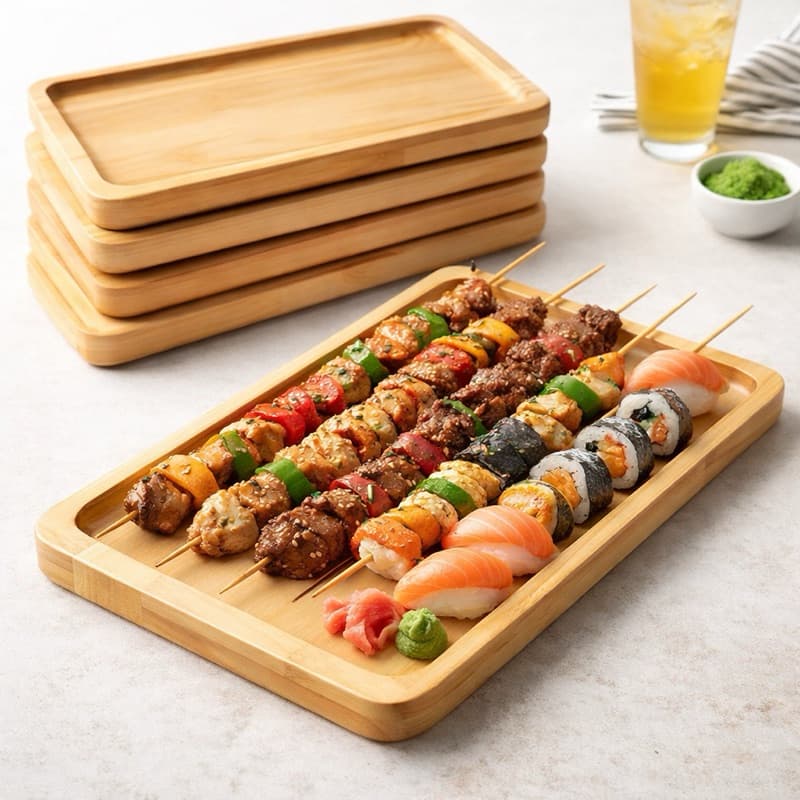 Kit Petisqueiras Espetinhos ou Sushis em Madeira Pinus