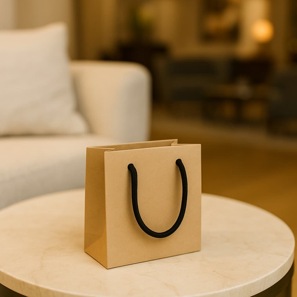 Mini Sacolas Kraft e Offset 10x10x4 cm – Embalagem Premium para Joias e Acessórios – 20 und