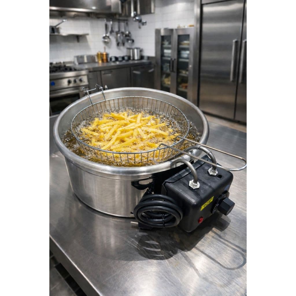 Fritadeira Elétrica Inox 5 Litros Industrial Profissional Redondo Tacho Frituras Batata