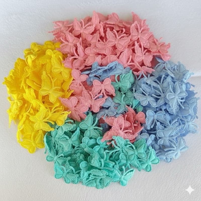 200/100/50 un Borboletas Prensadas em Tevido p Artesanatos Apliques em Laços Lembrancinhas