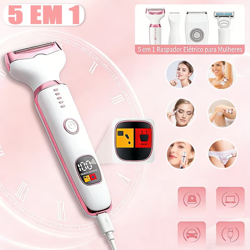 Aparador Cortador Depilador Feminino 5 em 1 de Pelos Sobrancelhas e Intimo Rosa 110V/220V M7