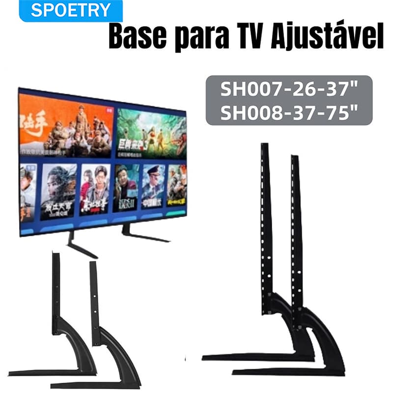 Suporte De Mesa Para Tv Base 37'' A 75'' Lcd Led oled qled Universal Samsung LG 42 43 48 50 55 58 60 65 70 75 Polegadas
