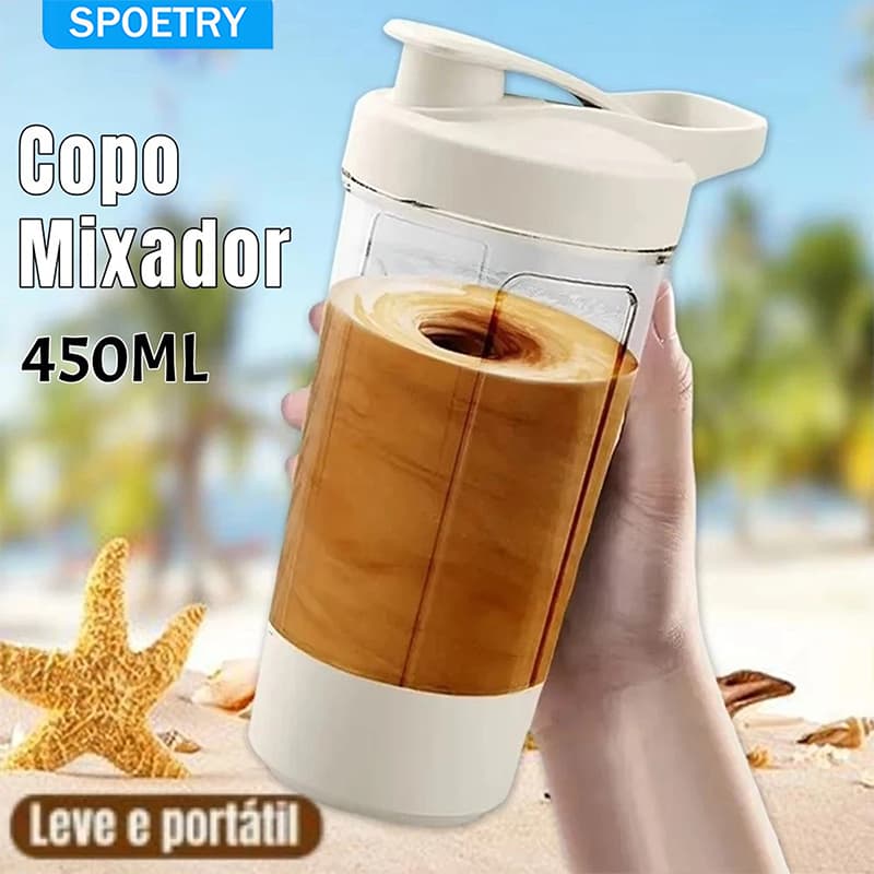 Shaker Portátil 450ml - Copo Mixador para Whey Protein, Vitaminas e Shakes, Leve para Academia e Viagem