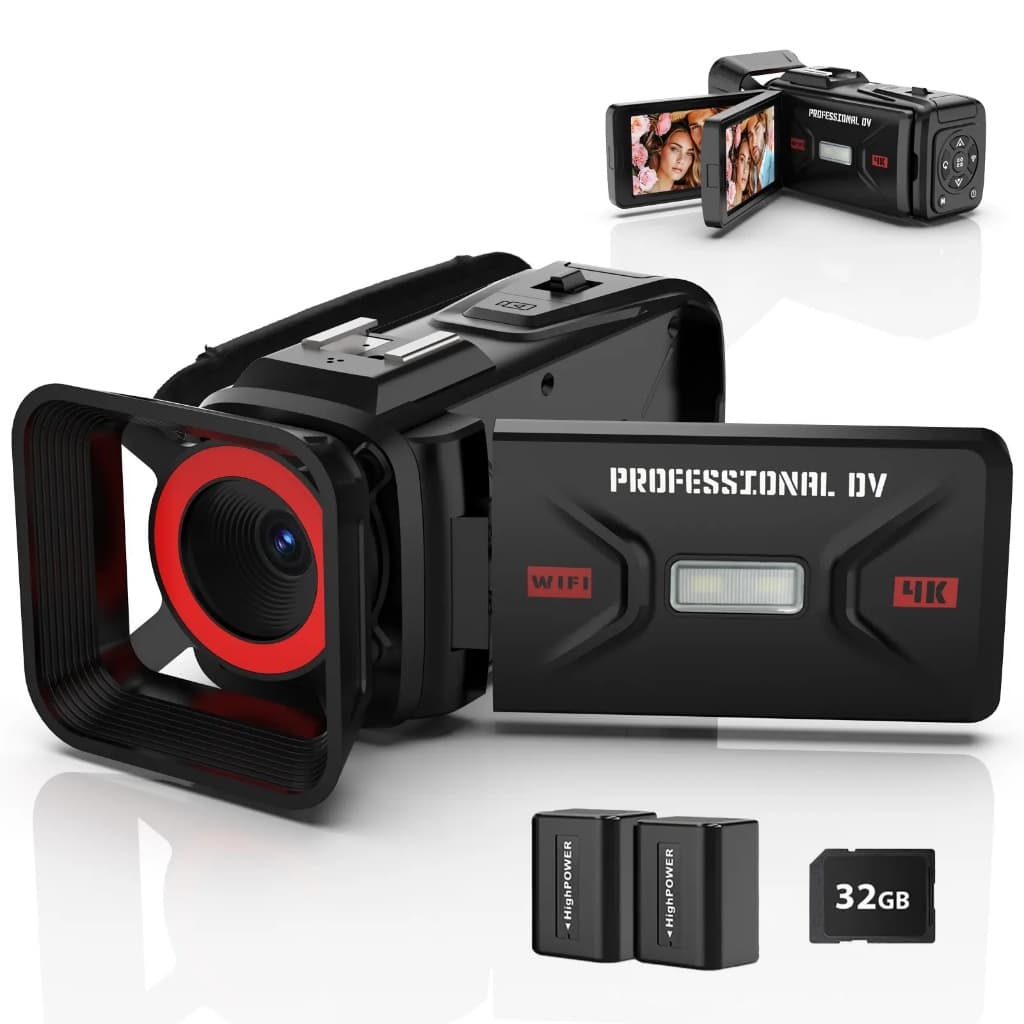 Câmera Digital 64mp 3 " 4K Selfie Zoom 18X 2500mah Com Sd 32gb,Câmera de vídeo HD WIFI