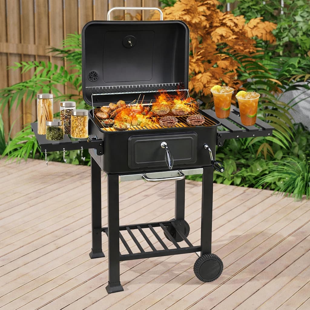 YESOP Churrasqueira a Carvão Grande e Portátil Grelha Inox Ideal para Espetinhos Terraço e Jardim