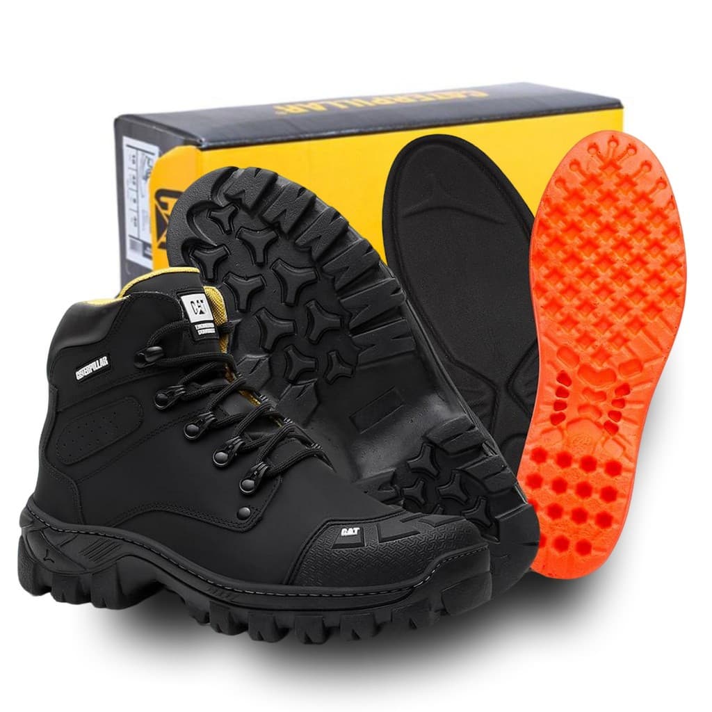 Bota Coturno Masculino Couro Legítimo Bico PVC Reforçado Trabalho Oferta