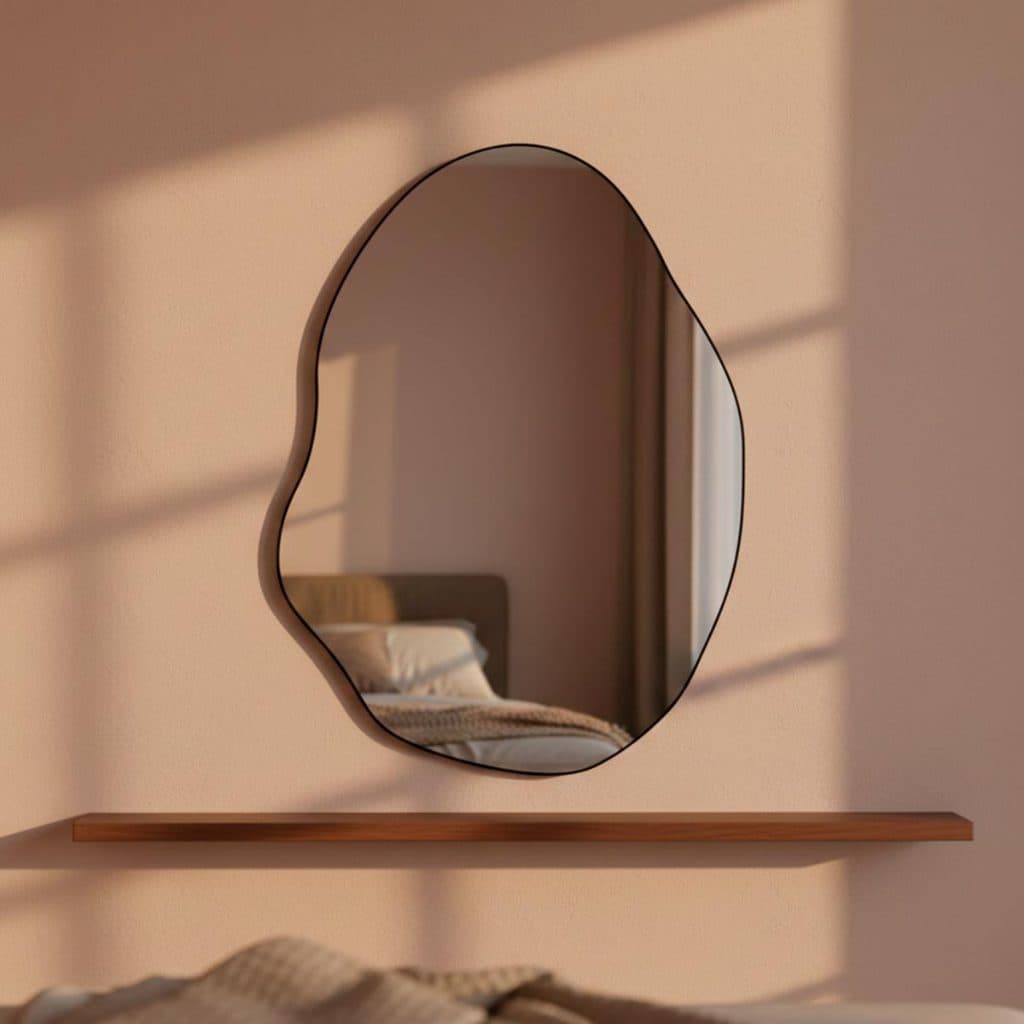 Espelho Pinterest Retrô Lapidado Orgânico 55x75cm de Parede Minimalista Banheiro Hall Entrada Lavabo