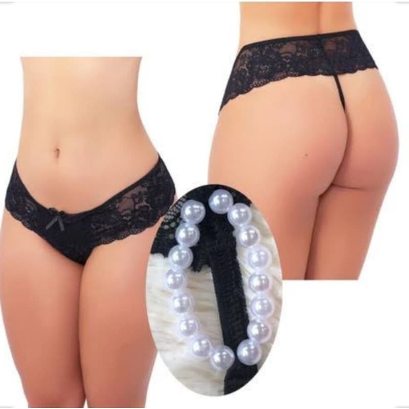 Tanga Fio Dental Tailandesa Pérolas Sensual de Renda Massageadora (ENVIO RÁPIDO)