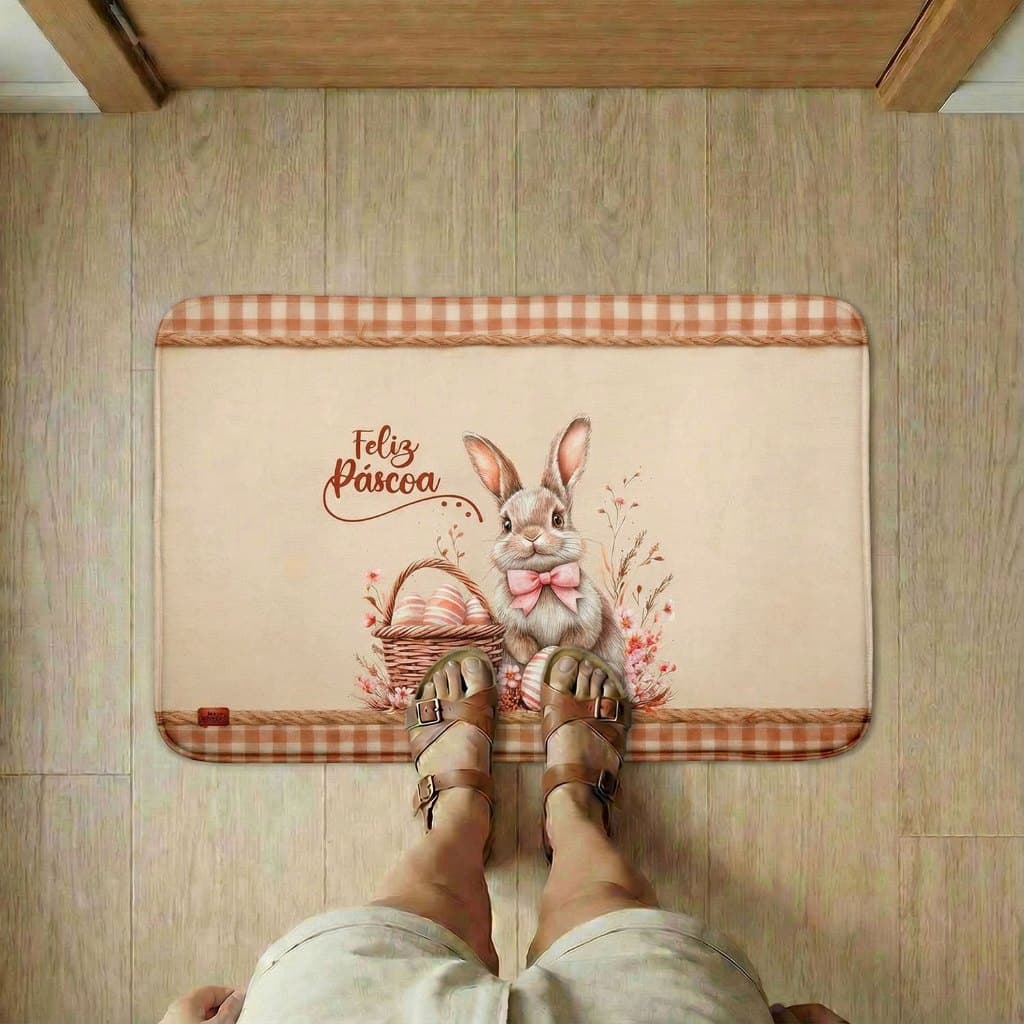 Tapete de Porta Decorativo de Páscoa Emborrachado 60x40cm