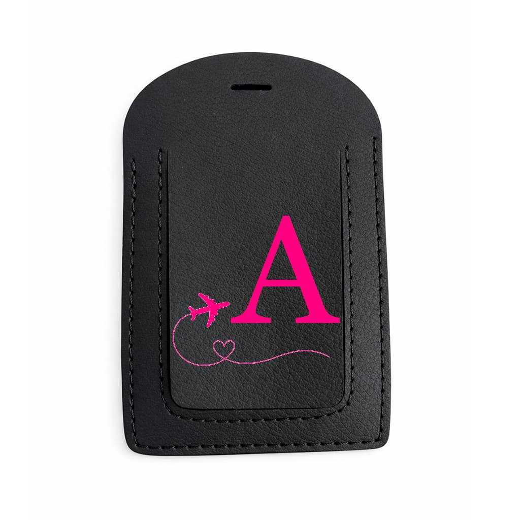 Tag Personalizada Feminina com Inicial Couro Premium Identificador de Mala Bagagem Viagem