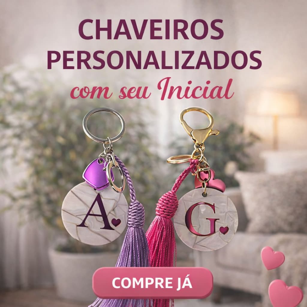 Chaveiro Personalizado Inicial Com Tassel Luxo Acrílico Presente Especial