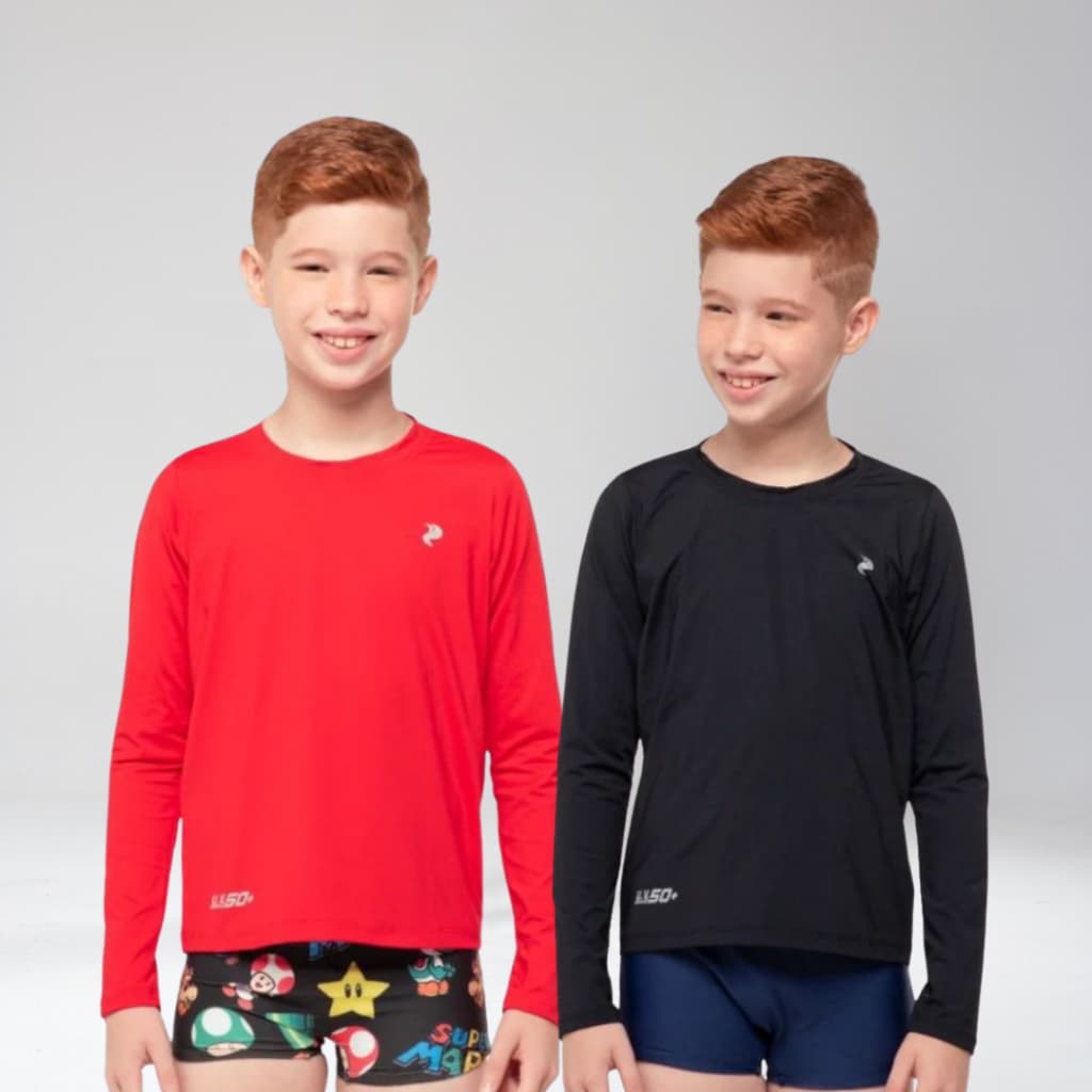 Kit 2 Camisa Térmica 12 ao 16 anos Juvenil UV 50+  Proteção Solar Menino Masculino