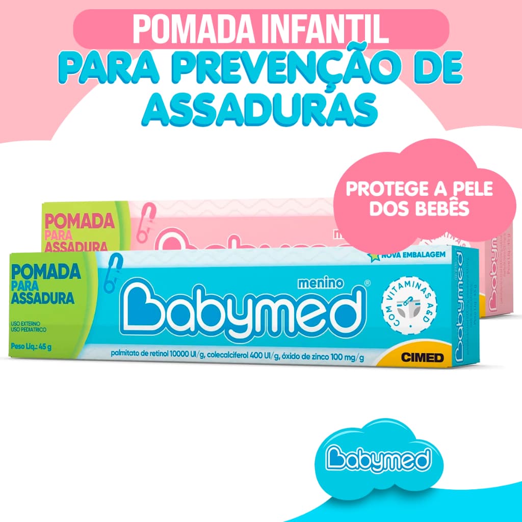 Pomada Infantil Para Prevenção De Assaduras Babymed Cremosa e Hidratante