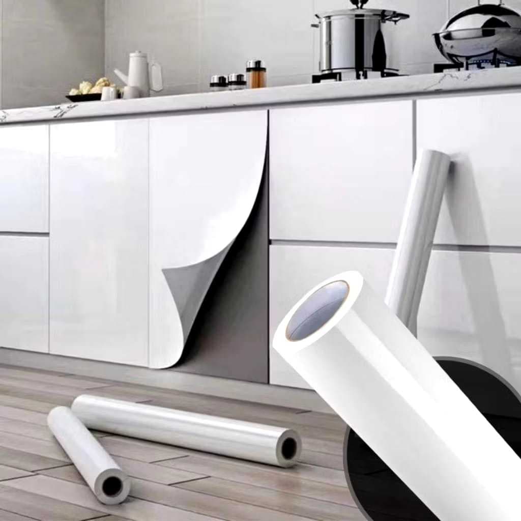 Papel de Parede Adesivo Auto Colante Branco Brilho Para Moveis, Paredes, Geladeiras, fogões em Geral