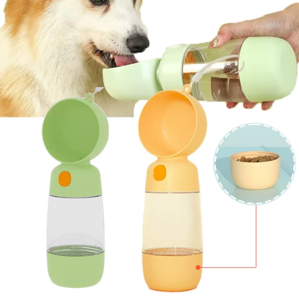 Garrafa De Água 2 Em 1 400ML Portátil Para Gatos Cães Cachorro Dispensador Bebedouro Multifuncional para Passeio