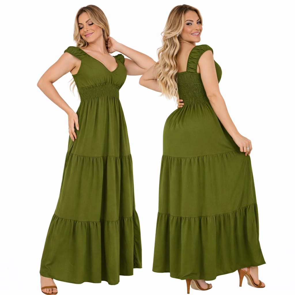 Vestido Longo Elegante para Gestante Mãe com Conforto linha Premium Festa