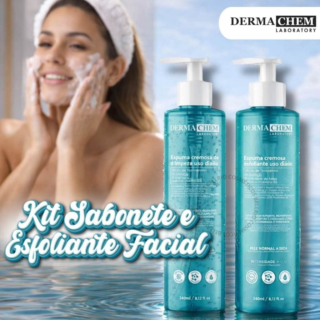 Kit Skin Care Sabonete e Esfoliante Espuma de Limpeza Facial Dermachem 240ml