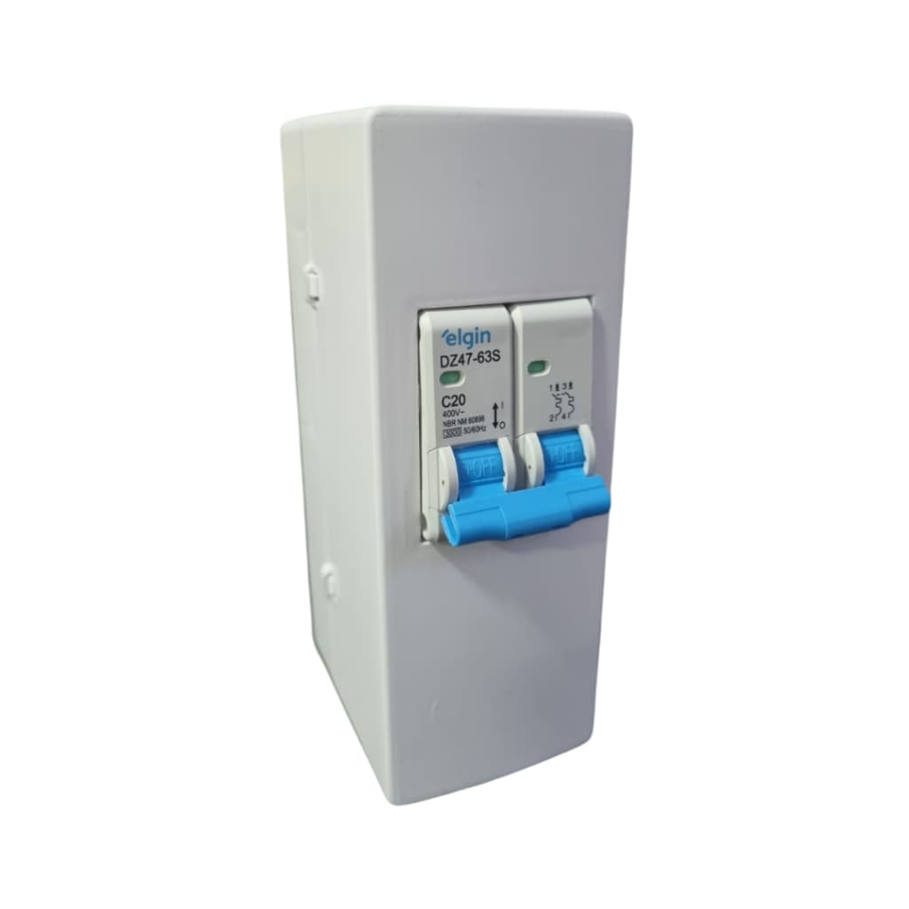 KIT CAIXA SOBREPOR P/ DISJUNTOR BRANCO + DISJUNTOR BIPOLAR