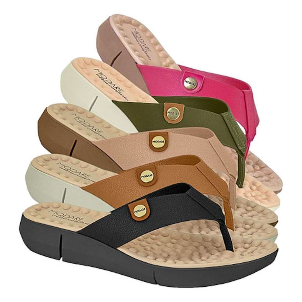 Chinelo Ortopédico Modare Feminino Massageador Esporão Macio Amortecedor Fascite Plantar Sandália Idoso Dor Pé Calcanhar