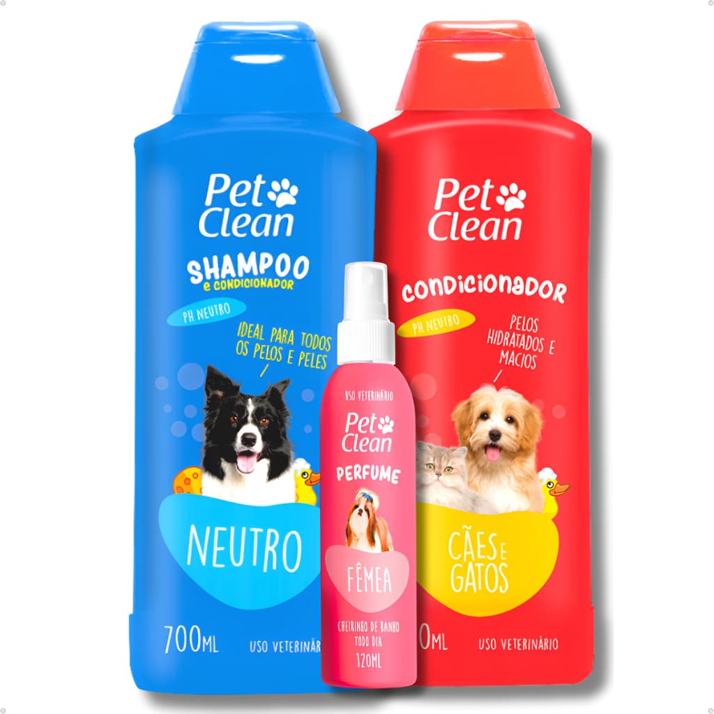 Kit Banho Shampoo Creme Condicionador E Perfume Pet Neutro