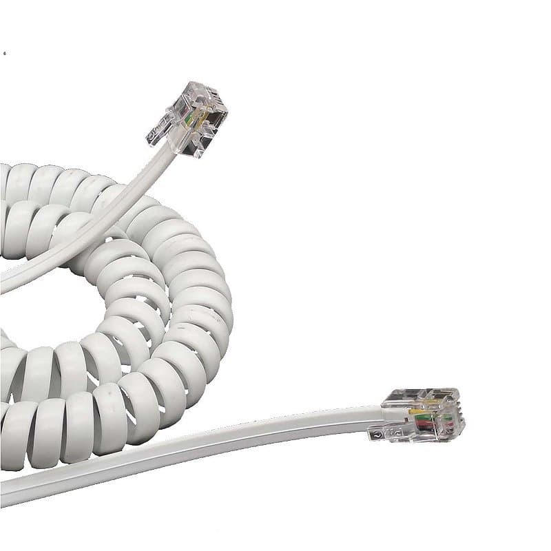Cordão Espiral Modular 3 Metros Branco 4 Vias Rj9 4x4 para Telefonia Telefone Extensores de Monofone
