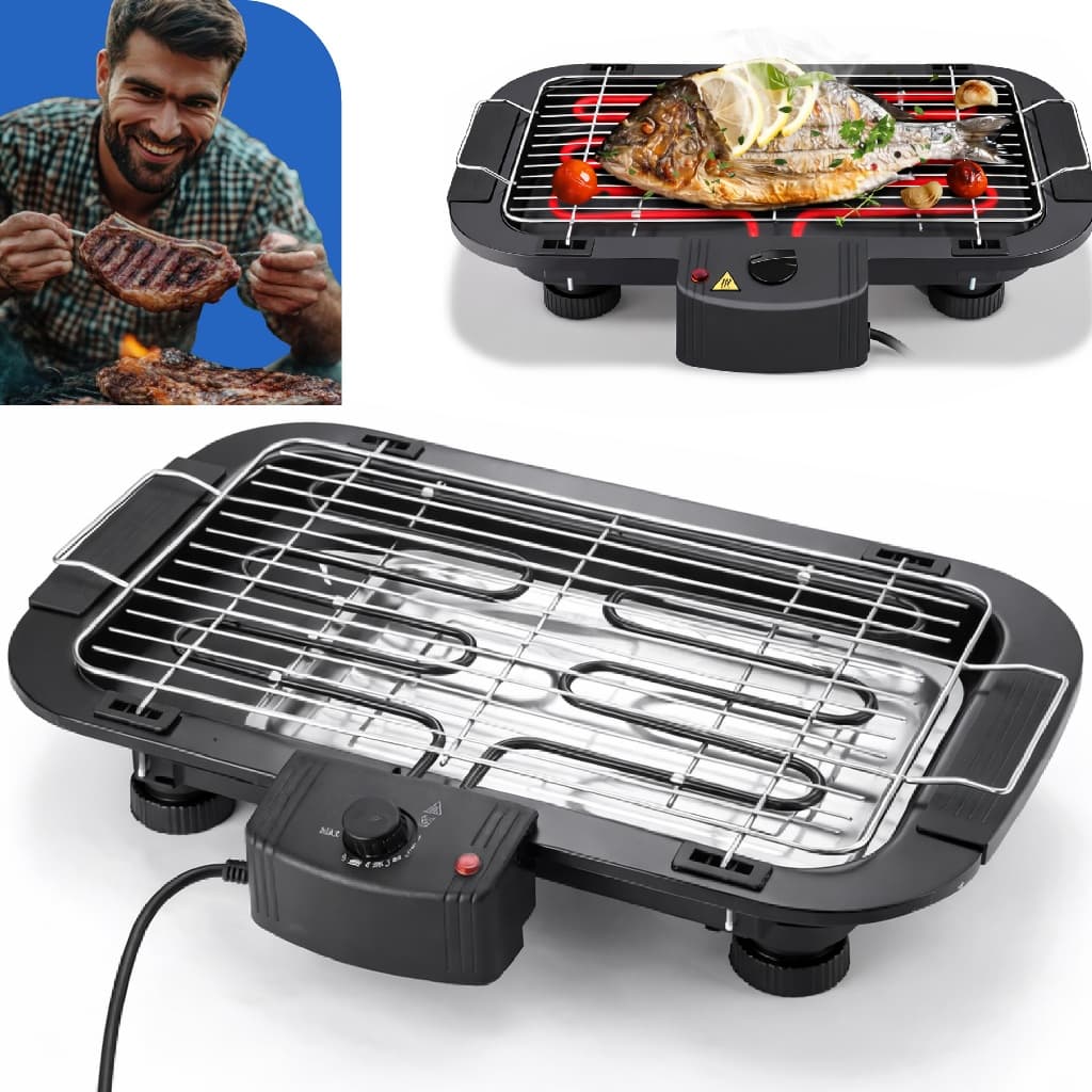 Churrasqueira Portátil Inox Desmontável Grill Elétrico Bak Cozinha Apartamento Sem Fumaça Linha Top