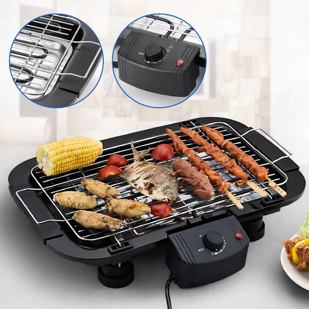 Churrasqueira Elétrica Portátil 2000W Sem Fumaça com Controle de Temperatura Ideal para Apartamento