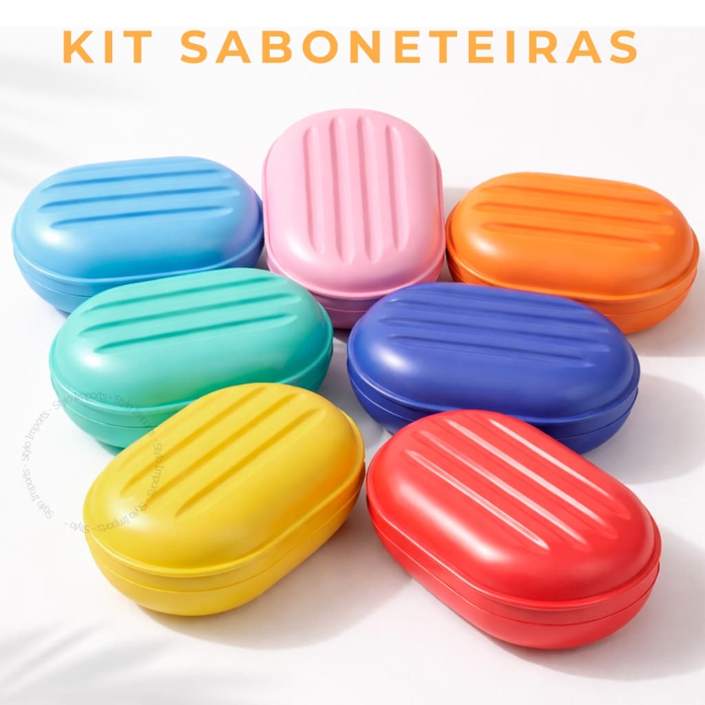 Kit Saboneteira Colorida porta sabonete Resistente Pia Box Banheiro Até 12 Unidades