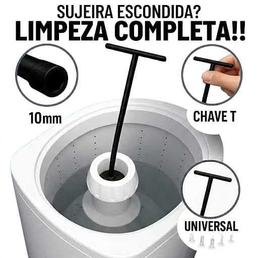 Chave T 10mm Pastilha  Chave Longa Agitador Lavadora Máquina de Lavar Brastemp Electrolux Universal Limpeza