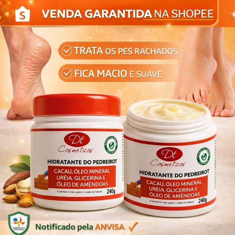 Creme do Pedreiro 500g  para Pé Ressecado Pele Aspera Creme de Ureia 240g  Hidratante Corporal