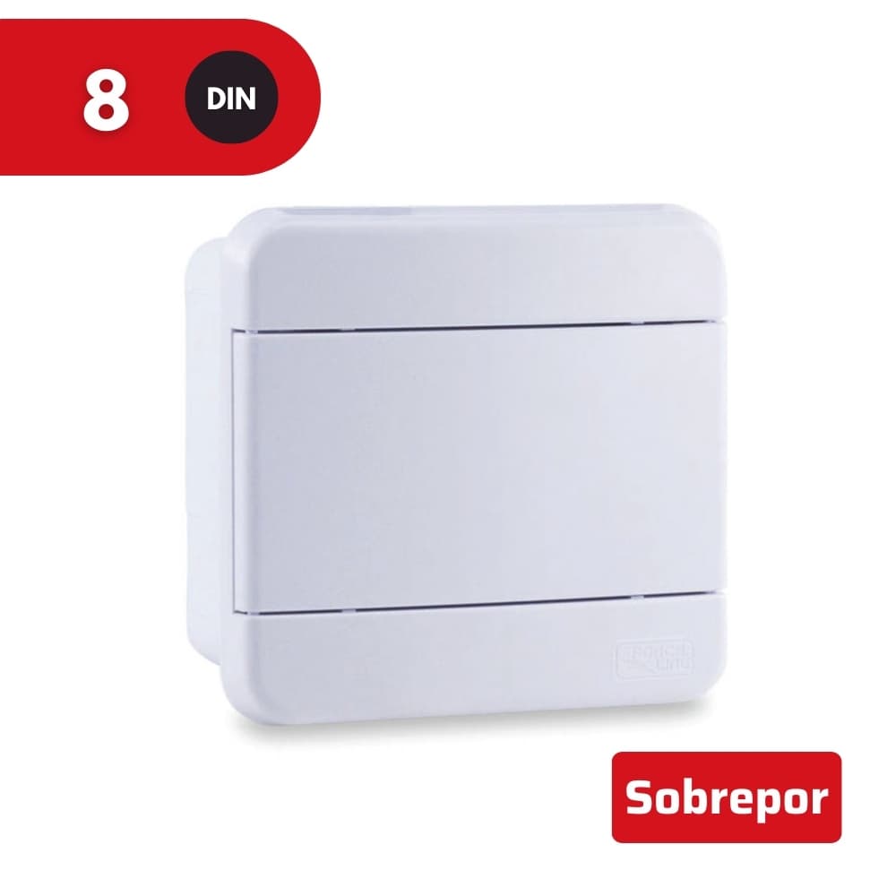 Quadro Distribuição 8 Disjuntores Din Branco Sobrepor Parede Force Line