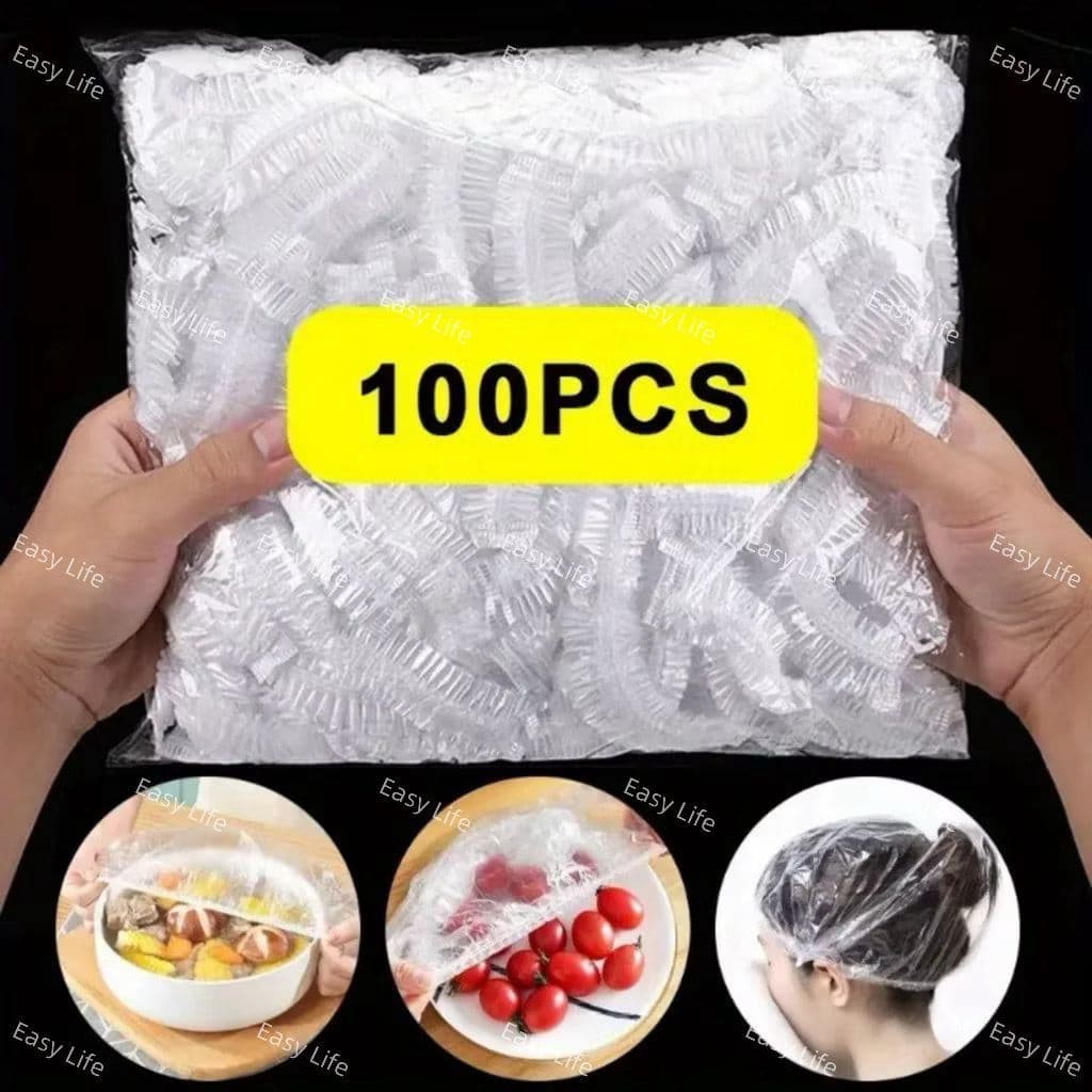 KIT 100/200/300 Tampas De Plástico Descartável Para Alimento Toucas Descartáveis Cozinha Multiuso