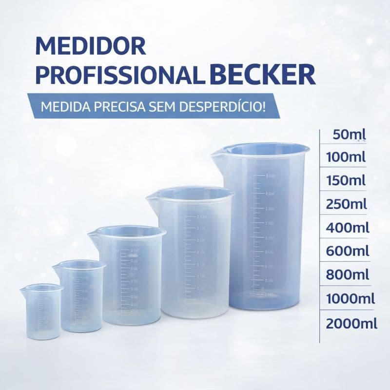 Copo Medidor Becker Transparente Em Polipropileno 50ml a 2000 Ml Graduado Todos os Tamanhos