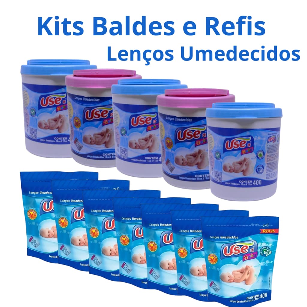 Kit Lenços Umedecidos Balde Refil Use It Baby