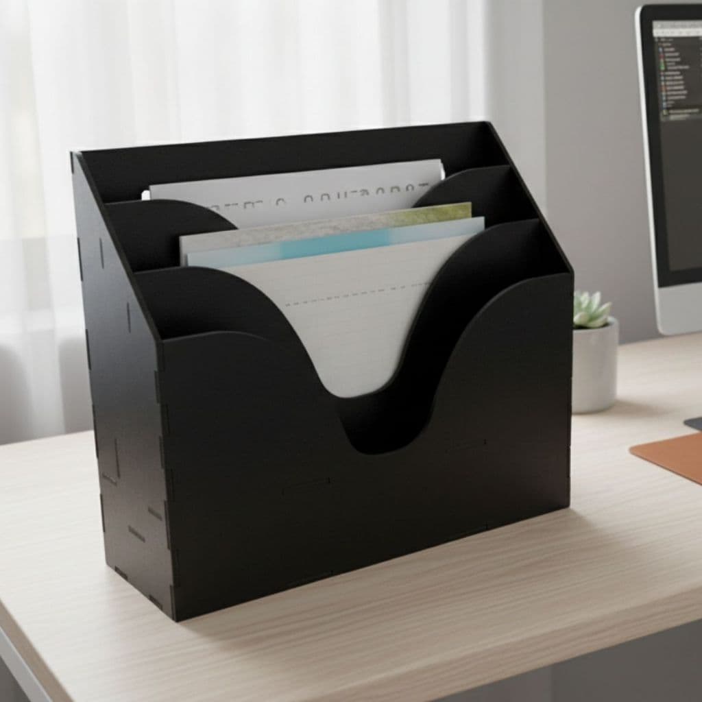 Organizador De Documentos Triplo Em Mdf Tamanho Sulfite A4