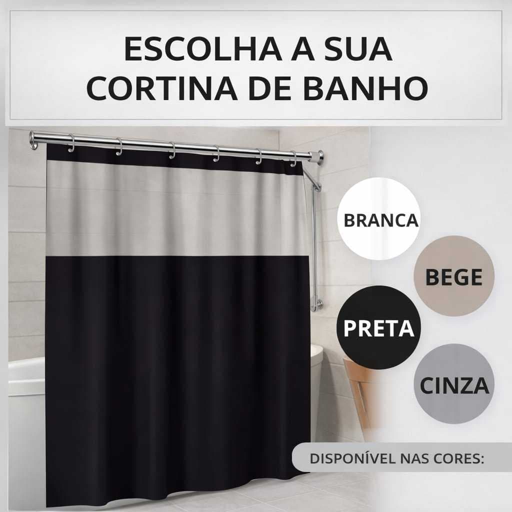 Cortina Box de Banheiro Com/Sem Visor Impermeável Antimofo 1,38m X 1,98m