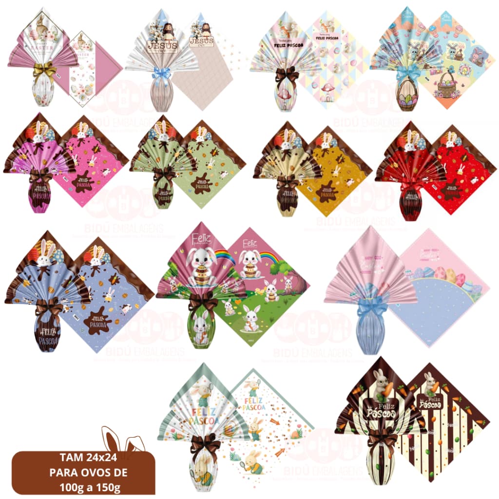 Kit 25 Saco Pratic 24cm x 24cm para Ovos de Páscoa de 100g a 150g