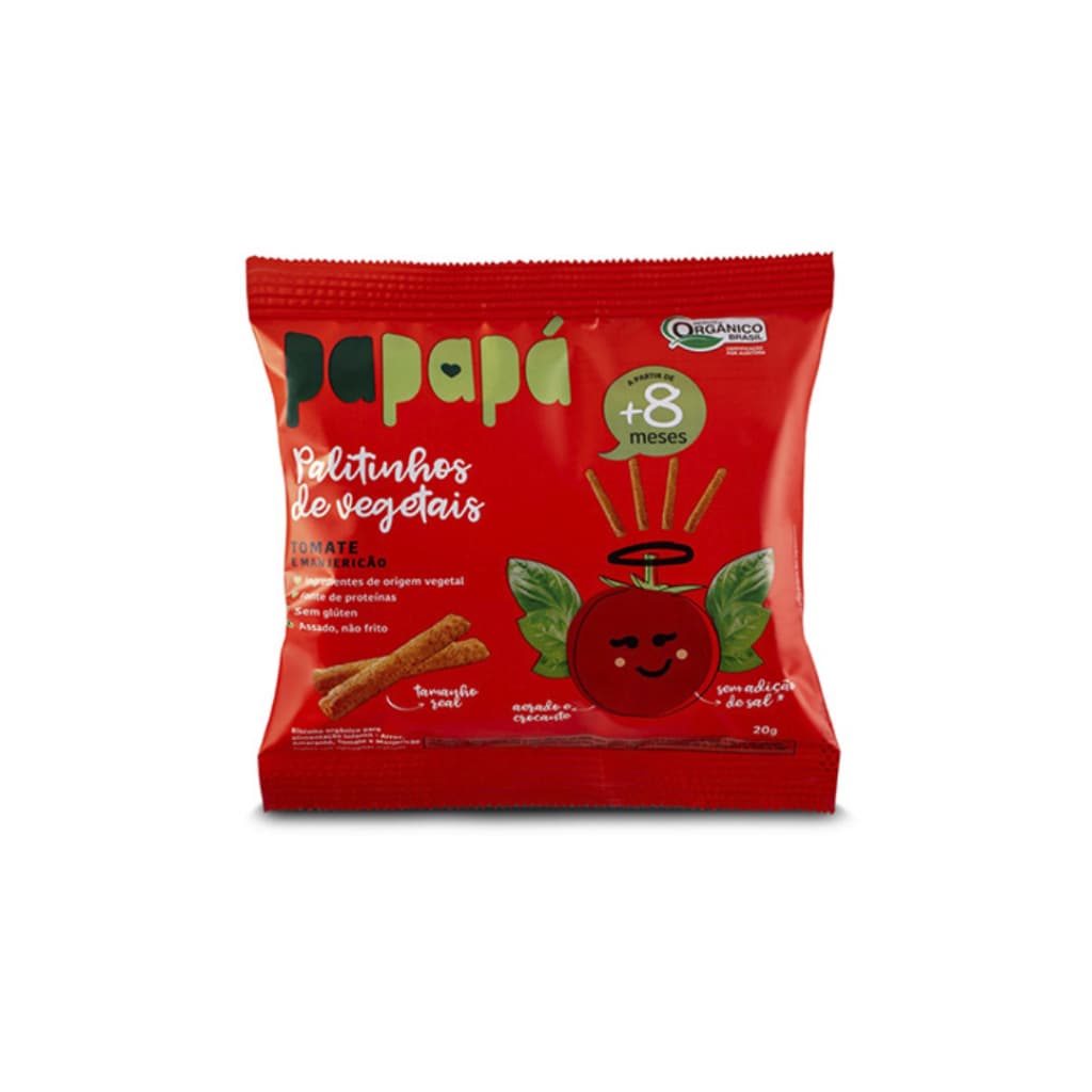 Palitinhos Saudáveis Organico De Vegetais Tomate E Manjericão Papapá Bebês 20g