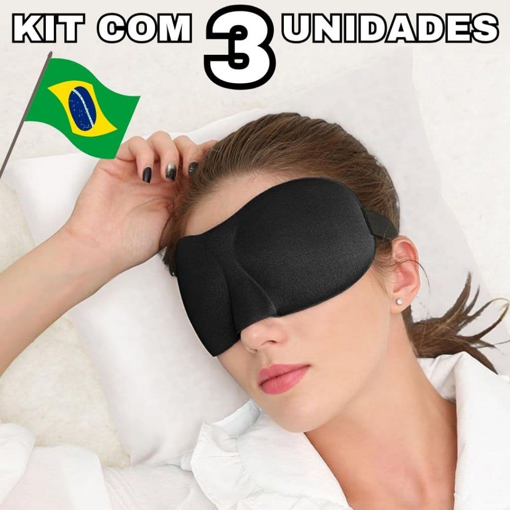 Máscara de Olho 3D para Dormir em Poliéster – Tapa Olhos Confortável, Leve e com Sombreamento Total