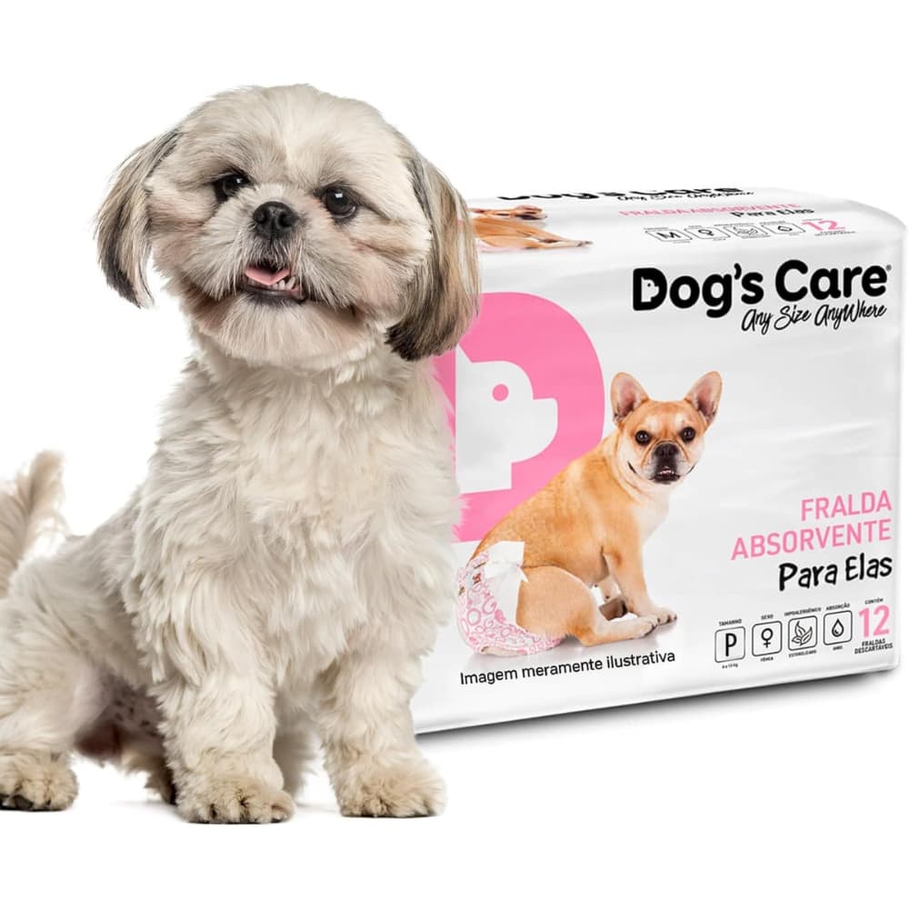 Fralda Higiênica Ajustável Antialérgica Descartável para Cachorro Fêmea Dog´s Care Tamanho: P 12 Un
